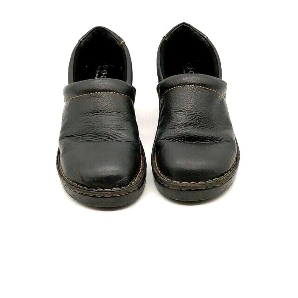 b.o.c. Shoes Womens Loafers Black 9 Leather Slip On Clog  Round Toe Block Heel